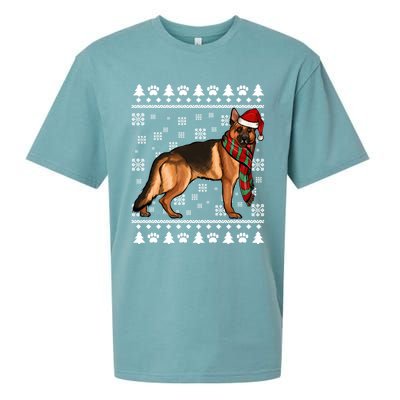 Ger Shepherd Dog Santa Hat Xmas Ugly Christmas Funny Gift Sueded Cloud Jersey T-Shirt