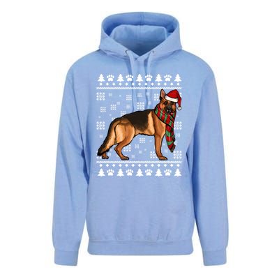 Ger Shepherd Dog Santa Hat Xmas Ugly Christmas Funny Gift Unisex Surf Hoodie