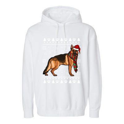 Ger Shepherd Dog Santa Hat Xmas Ugly Christmas Funny Gift Garment-Dyed Fleece Hoodie