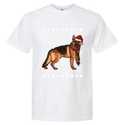 Ger Shepherd Dog Santa Hat Xmas Ugly Christmas Funny Gift Garment-Dyed Heavyweight T-Shirt