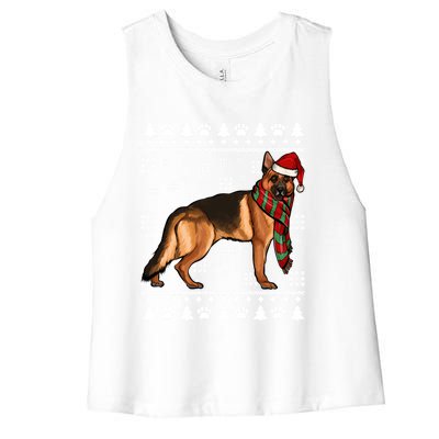 Ger Shepherd Dog Santa Hat Xmas Ugly Christmas Funny Gift Women's Racerback Cropped Tank