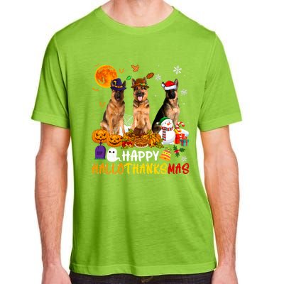 Ger Shepherd Dog Happy Hallothanksmas Xmas Dog Lover Cute Gift Adult ChromaSoft Performance T-Shirt