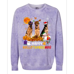 Ger Shepherd Dog Happy Hallothanksmas Xmas Dog Lover Cute Gift Colorblast Crewneck Sweatshirt