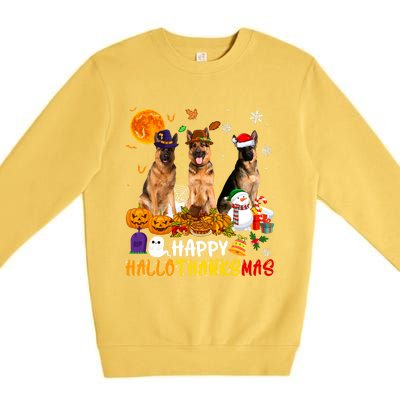 Ger Shepherd Dog Happy Hallothanksmas Xmas Dog Lover Cute Gift Premium Crewneck Sweatshirt