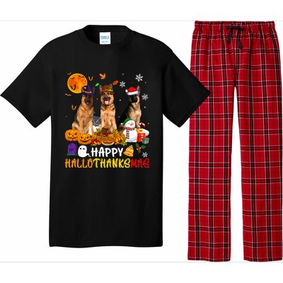 Ger Shepherd Dog Happy Hallothanksmas Xmas Dog Lover Cute Gift Pajama Set