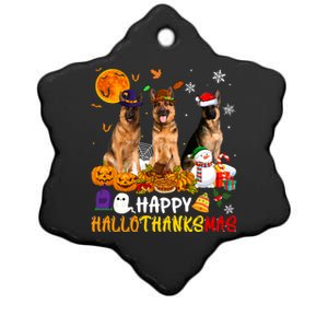 Ger Shepherd Dog Happy Hallothanksmas Xmas Dog Lover Cute Gift Ceramic Star Ornament