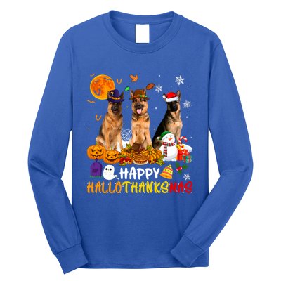 Ger Shepherd Dog Happy Hallothanksmas Xmas Dog Lover Cute Gift Long Sleeve Shirt