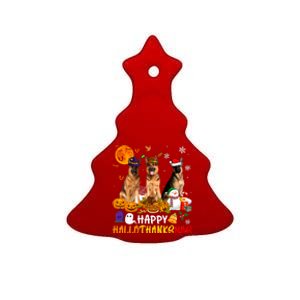 Ger Shepherd Dog Happy Hallothanksmas Xmas Dog Lover Cute Gift Ceramic Tree Ornament