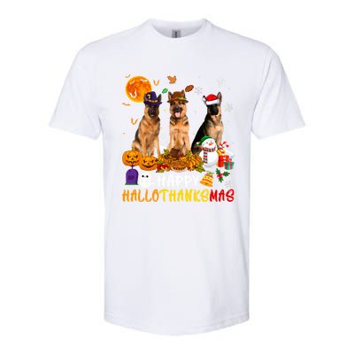 Ger Shepherd Dog Happy Hallothanksmas Xmas Dog Lover Cute Gift Softstyle® CVC T-Shirt