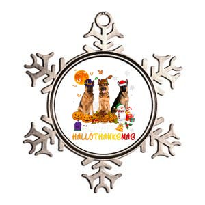 Ger Shepherd Dog Happy Hallothanksmas Xmas Dog Lover Cute Gift Metallic Star Ornament