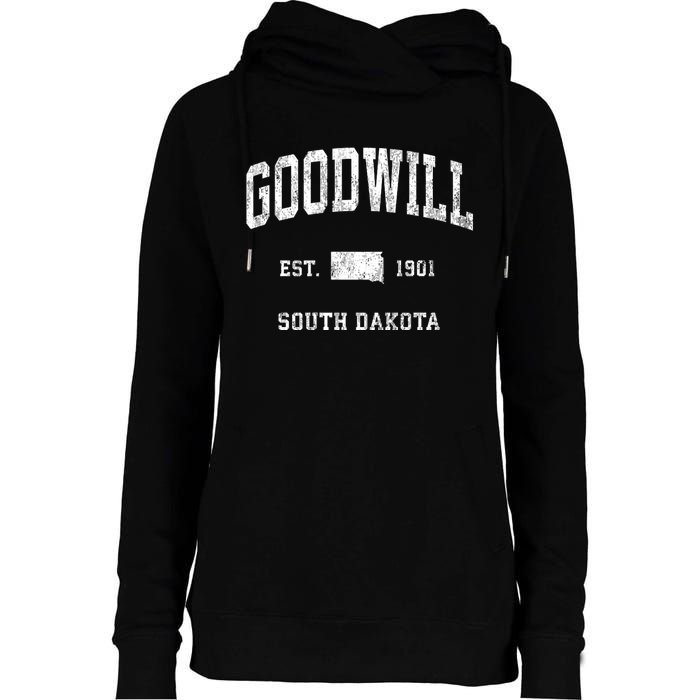 Goodwill South Dakota Sd Vintage Athletic Sports Womens Funnel Neck Pullover Hood