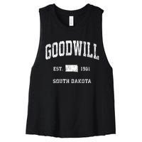 Goodwill South Dakota Sd Vintage Athletic Sports Women's Racerback Cropped Tank