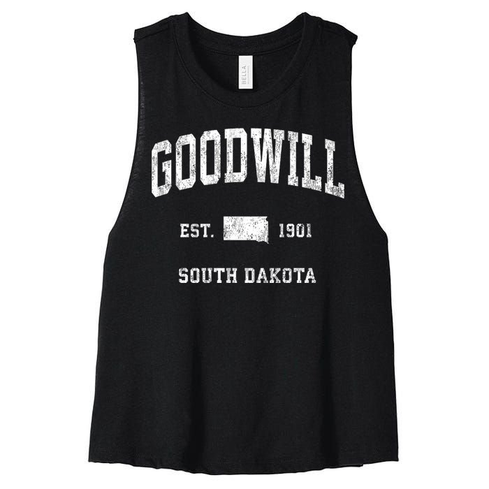 Goodwill South Dakota Sd Vintage Athletic Sports Women's Racerback Cropped Tank