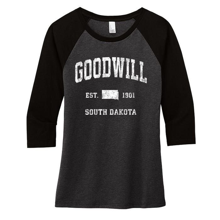 Goodwill South Dakota Sd Vintage Athletic Sports Women's Tri-Blend 3/4-Sleeve Raglan Shirt