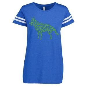 Green Shamrock Dog St Patricks Day Enza Ladies Jersey Football T-Shirt