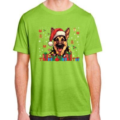 Ger Shepherd Dog Xmas Lights Funny Christmas Gift Adult ChromaSoft Performance T-Shirt