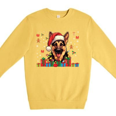 Ger Shepherd Dog Xmas Lights Funny Christmas Gift Premium Crewneck Sweatshirt