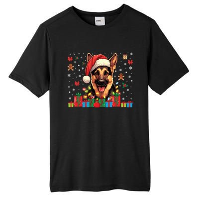 Ger Shepherd Dog Xmas Lights Funny Christmas Gift Tall Fusion ChromaSoft Performance T-Shirt