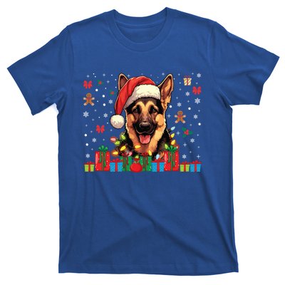 Ger Shepherd Dog Xmas Lights Funny Christmas Gift T-Shirt