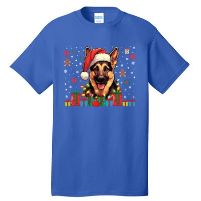 Ger Shepherd Dog Xmas Lights Funny Christmas Gift Tall T-Shirt