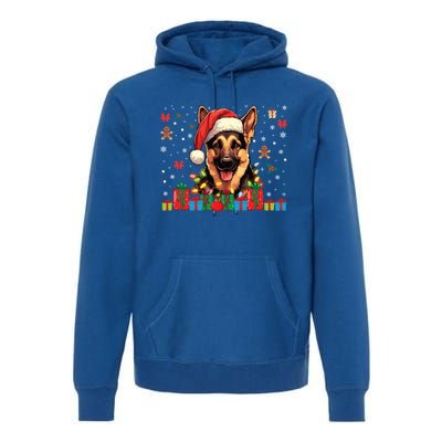 Ger Shepherd Dog Xmas Lights Funny Christmas Gift Premium Hoodie