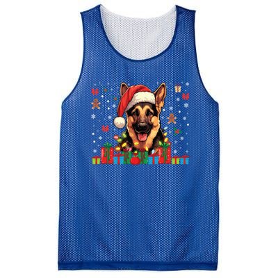 Ger Shepherd Dog Xmas Lights Funny Christmas Gift Mesh Reversible Basketball Jersey Tank