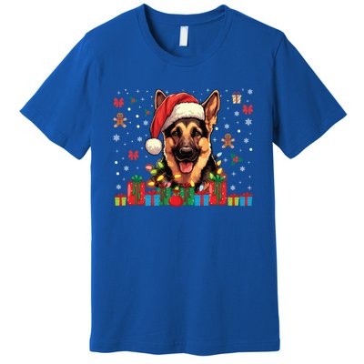 Ger Shepherd Dog Xmas Lights Funny Christmas Gift Premium T-Shirt