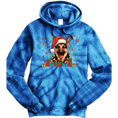 Ger Shepherd Dog Xmas Lights Funny Christmas Gift Tie Dye Hoodie