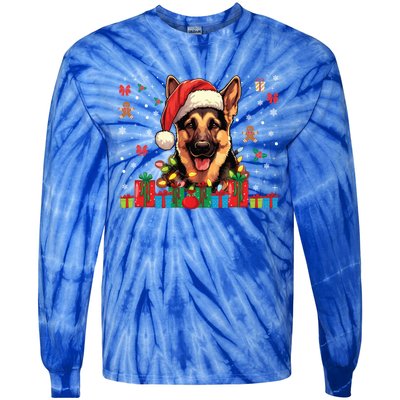 Ger Shepherd Dog Xmas Lights Funny Christmas Gift Tie-Dye Long Sleeve Shirt