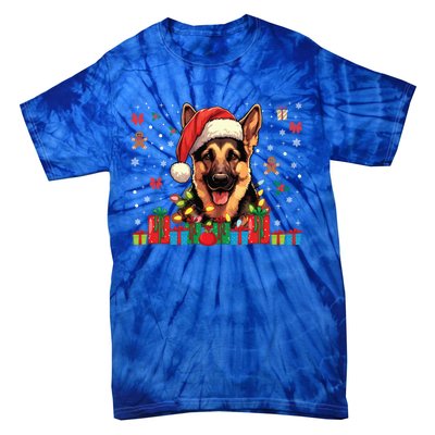 Ger Shepherd Dog Xmas Lights Funny Christmas Gift Tie-Dye T-Shirt