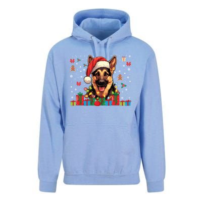 Ger Shepherd Dog Xmas Lights Funny Christmas Gift Unisex Surf Hoodie