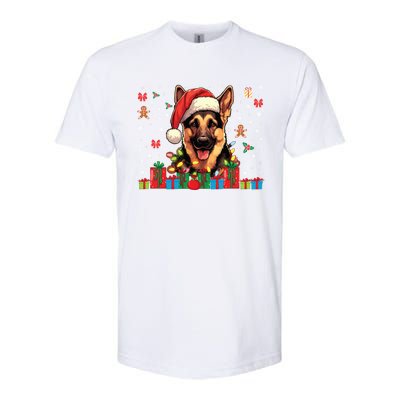 Ger Shepherd Dog Xmas Lights Funny Christmas Gift Softstyle CVC T-Shirt