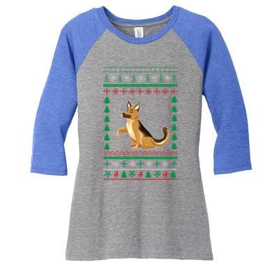 Ger Shepherd Dog Lover Boys Girls Xmas Ugly Sweater Party Gift Women's Tri-Blend 3/4-Sleeve Raglan Shirt