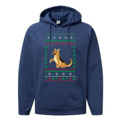 Ger Shepherd Dog Lover Boys Girls Xmas Ugly Sweater Party Gift Performance Fleece Hoodie