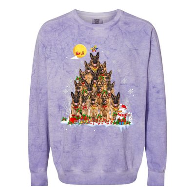 Ger Shepherd Dog Lover Matching Santa Christmas Tree Gift Colorblast Crewneck Sweatshirt