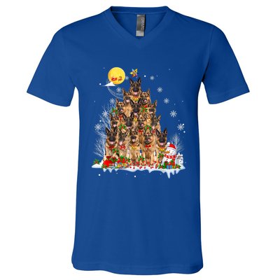 Ger Shepherd Dog Lover Matching Santa Christmas Tree Gift V-Neck T-Shirt