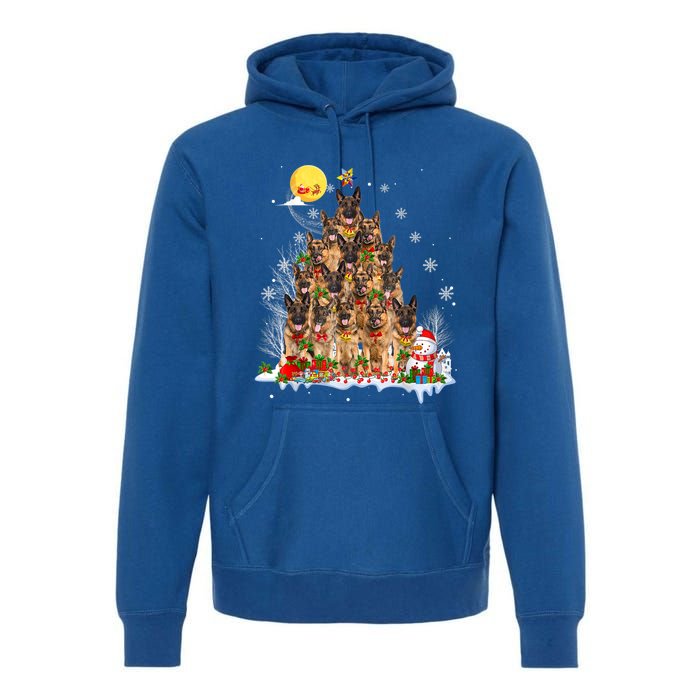 Ger Shepherd Dog Lover Matching Santa Christmas Tree Gift Premium Hoodie