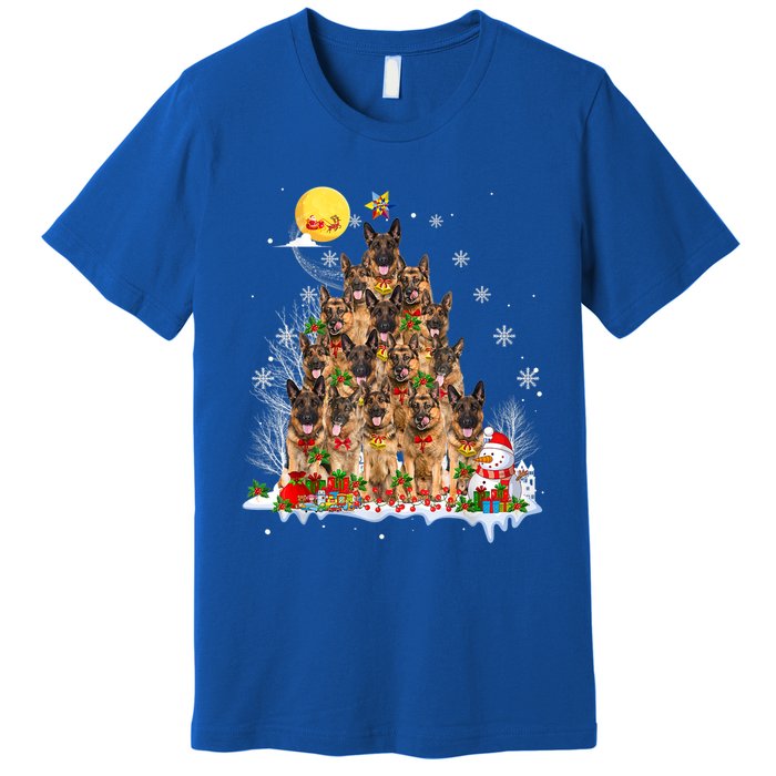 Ger Shepherd Dog Lover Matching Santa Christmas Tree Gift Premium T-Shirt