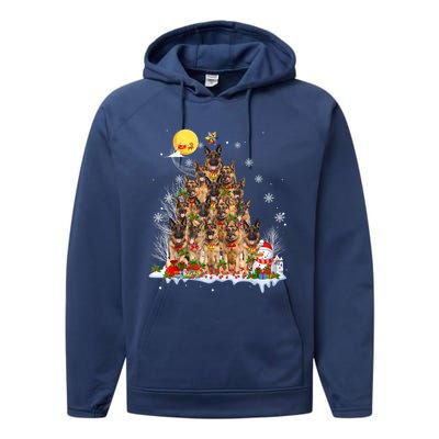 Ger Shepherd Dog Lover Matching Santa Christmas Tree Gift Performance Fleece Hoodie