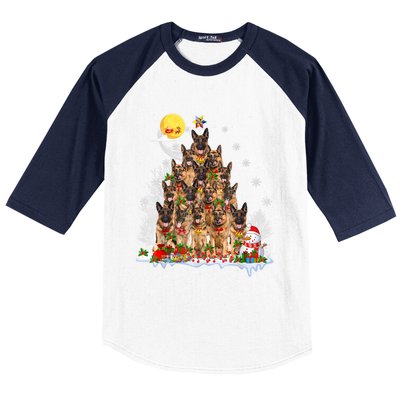 Ger Shepherd Dog Lover Matching Santa Christmas Tree Gift Baseball Sleeve Shirt