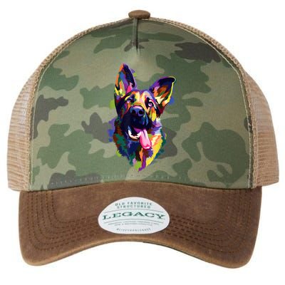 German Shepherd Dog Face Watercolor Colorful Pop Splash Art Legacy Tie Dye Trucker Hat