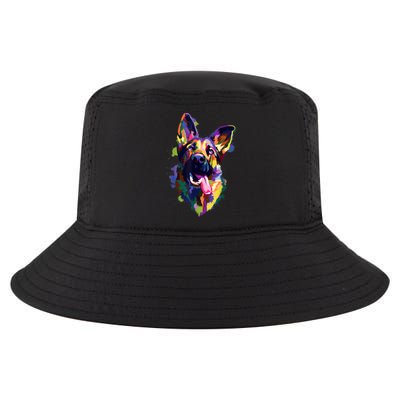 German Shepherd Dog Face Watercolor Colorful Pop Splash Art Cool Comfort Performance Bucket Hat