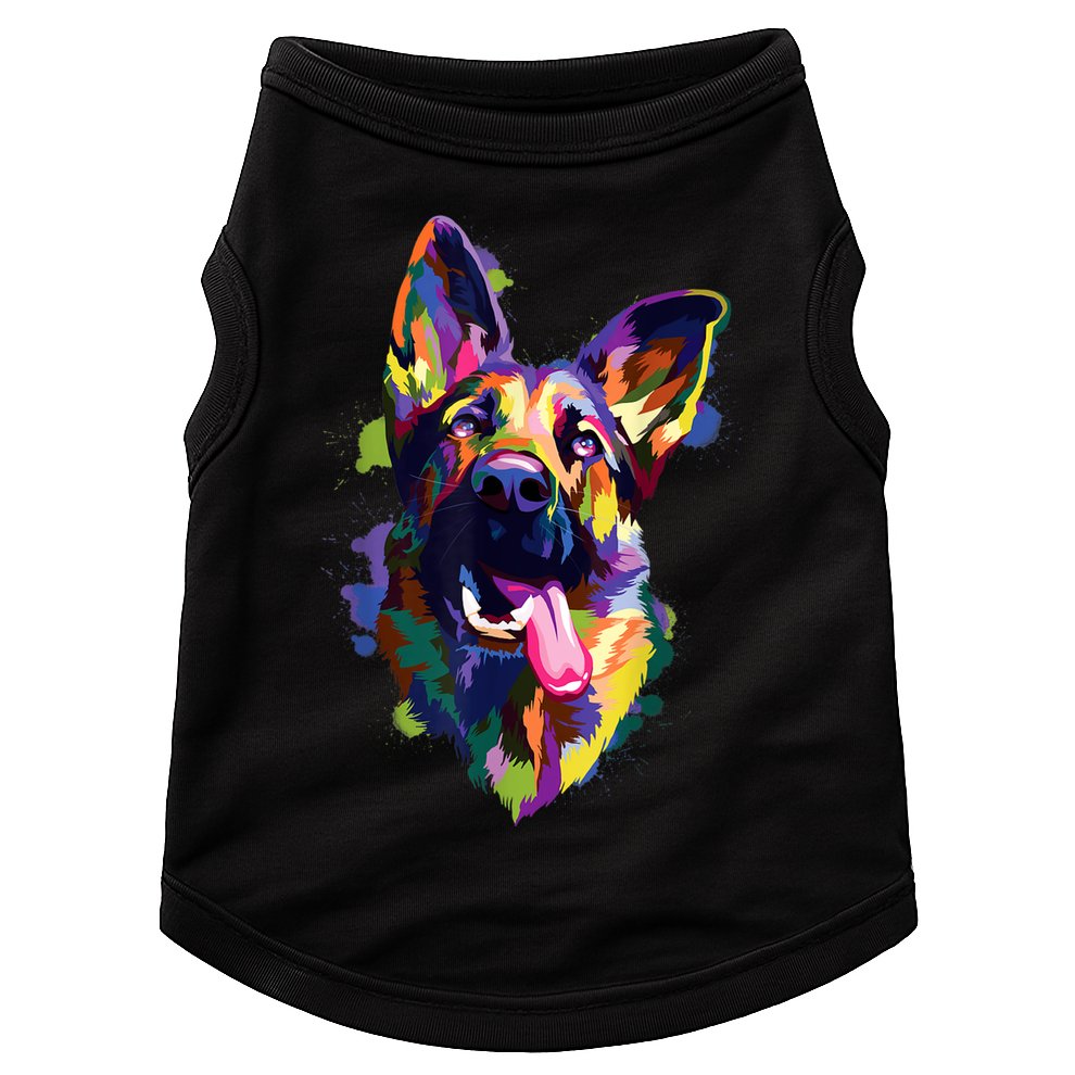 German Shepherd Dog Face Watercolor Colorful Pop Splash Art Doggie Tank