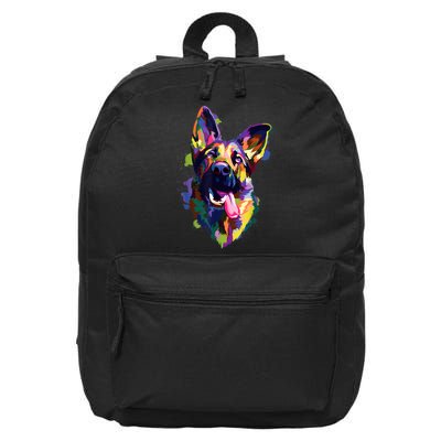 German Shepherd Dog Face Watercolor Colorful Pop Splash Art 16 in Basic Backpack
