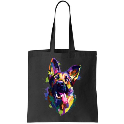 German Shepherd Dog Face Watercolor Colorful Pop Splash Art Bag