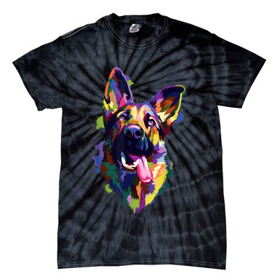 German Shepherd Dog Face Watercolor Colorful Pop Splash Art Tie-Dye T-Shirt