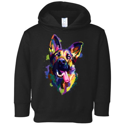 German Shepherd Dog Face Watercolor Colorful Pop Splash Art Toddler Hoodie