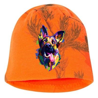 German Shepherd Dog Face Watercolor Colorful Pop Splash Art Kati - Camo Knit Beanie