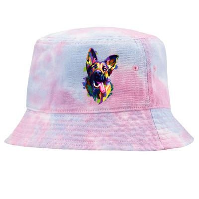 German Shepherd Dog Face Watercolor Colorful Pop Splash Art Tie-Dyed Bucket Hat