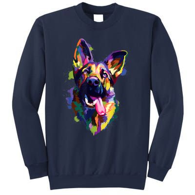 German Shepherd Dog Face Watercolor Colorful Pop Splash Art Sweatshirt